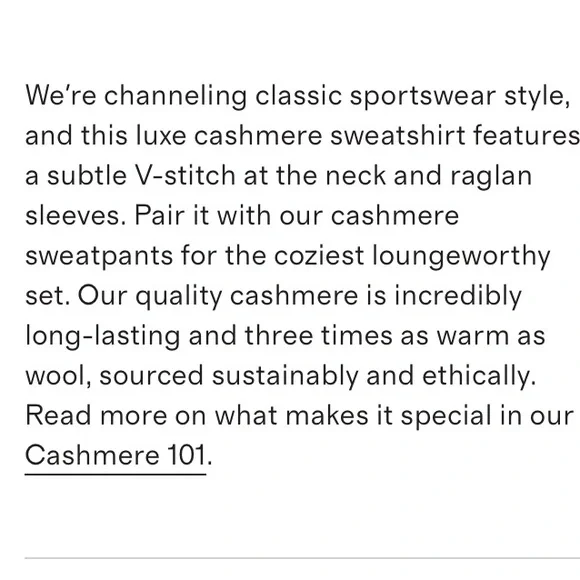 Quince Mongolian Cashmere Sweatshirt Sweater NWT - Picture 5 of 7